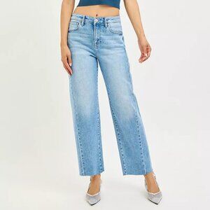 RISEN Full Size Slouchy Cropped Barrel Jeans with Curved Side Seam Plus Size